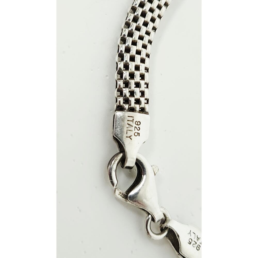Vintage LIRM 925 Sterling Silver Woven Popcorn Mesh Chain Bracelet Italy - Picture 8 of 16